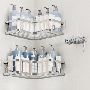 Veken Shower Caddy 5-Pack, Bathroom Organizers and Storage Shelves, Black(Silver)