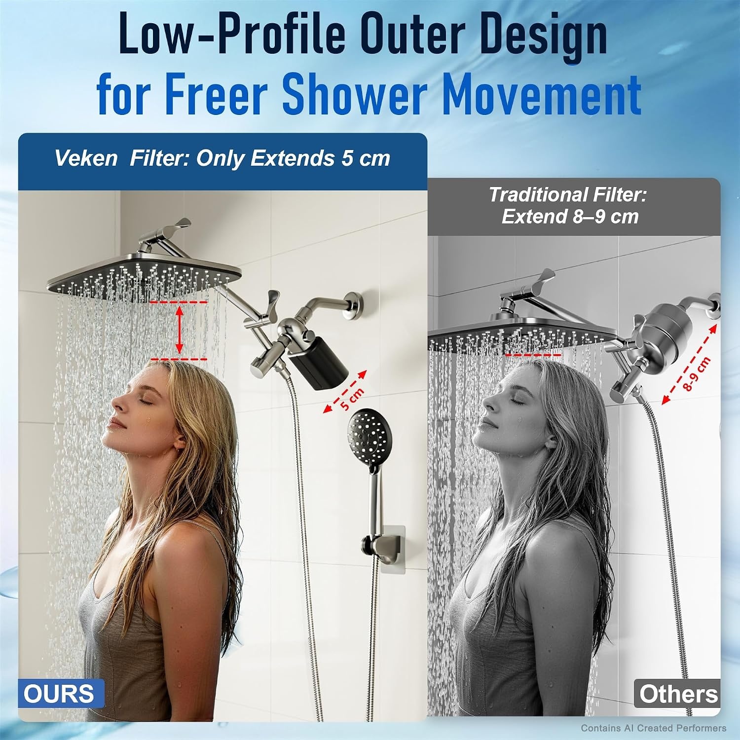 image:imageVeken Shower Filter Replacement Cartridge Easy Swap UChannel FiltrationBlack Chrome