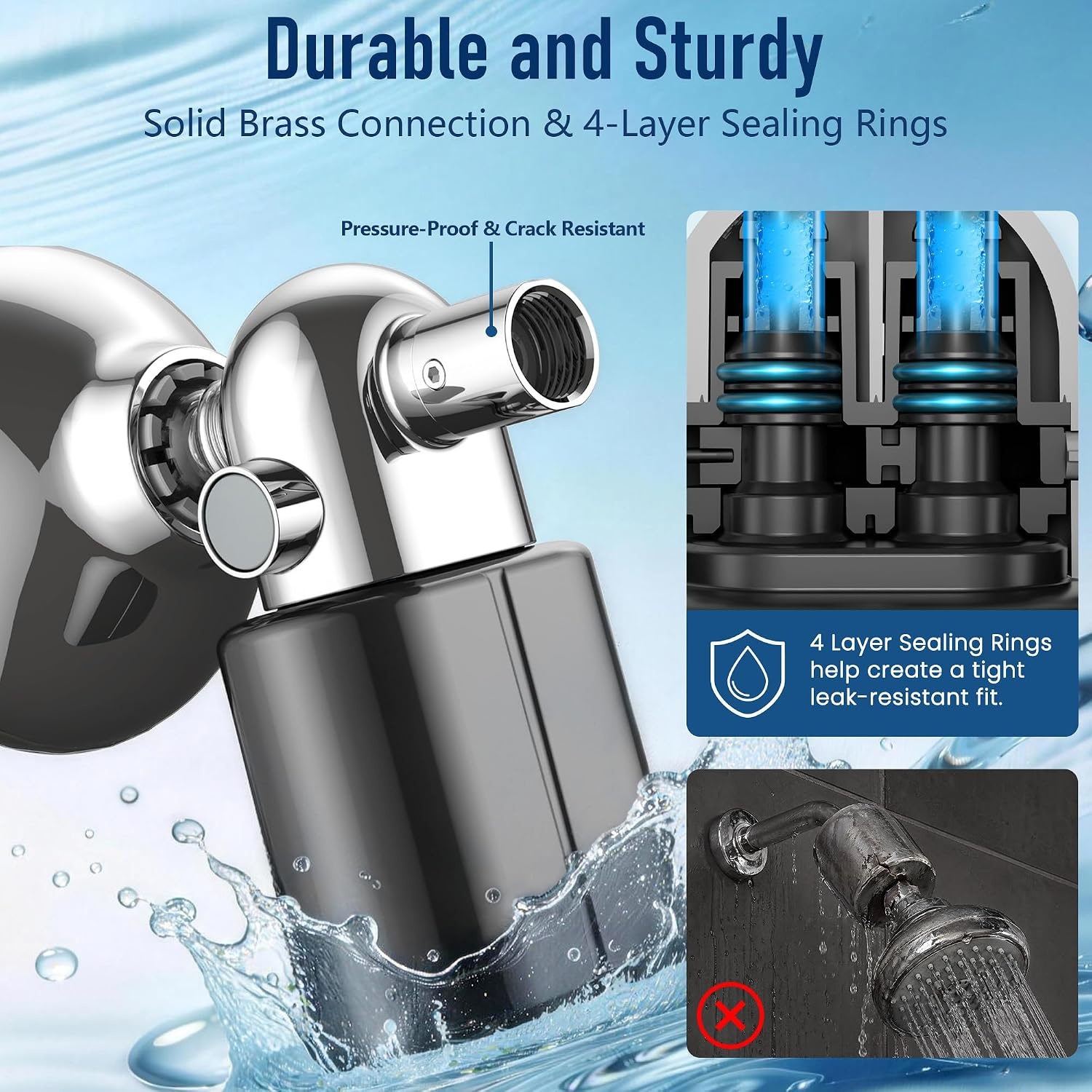 image:imageVeken Shower Filter Replacement Cartridge Easy Swap UChannel FiltrationBlack Chrome