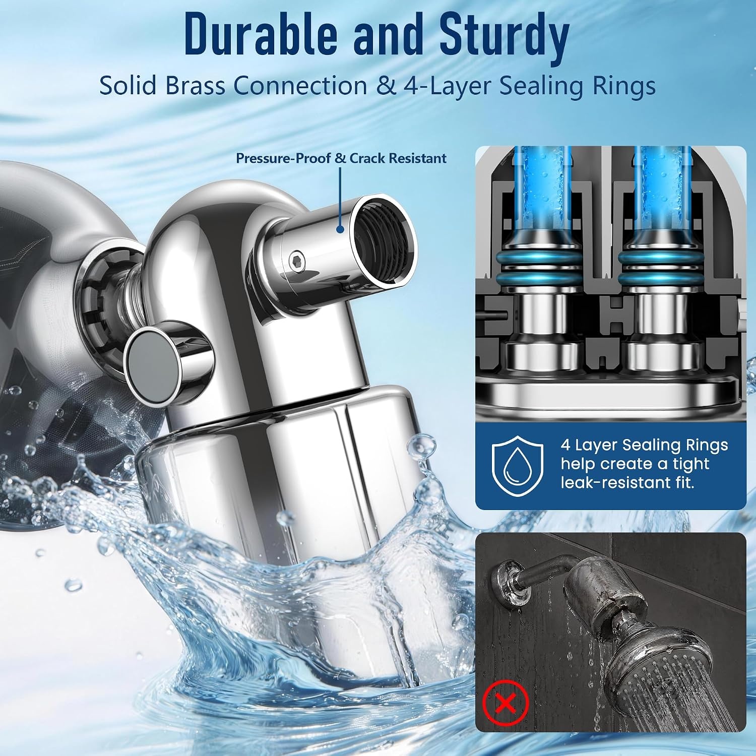 image:imageVeken Shower Filter Replacement Cartridge Easy Swap UChannel FiltrationChrome
