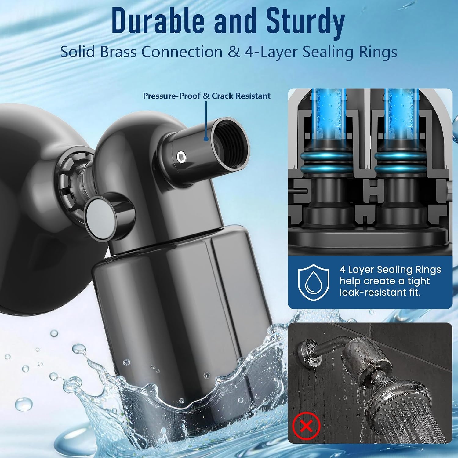 image:imageVeken Shower Filter Replacement Cartridge Easy Swap UChannel FiltrationMatte Black