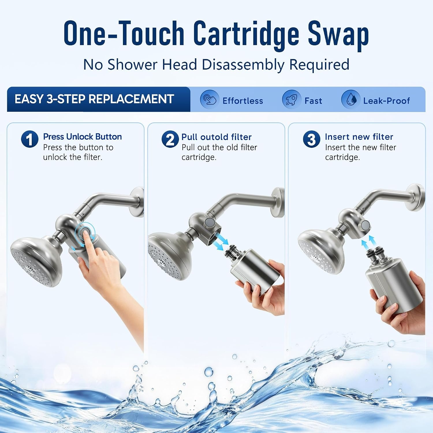 image:imageVeken Shower Filter Replacement Cartridge Easy Swap UChannel FiltrationNickel