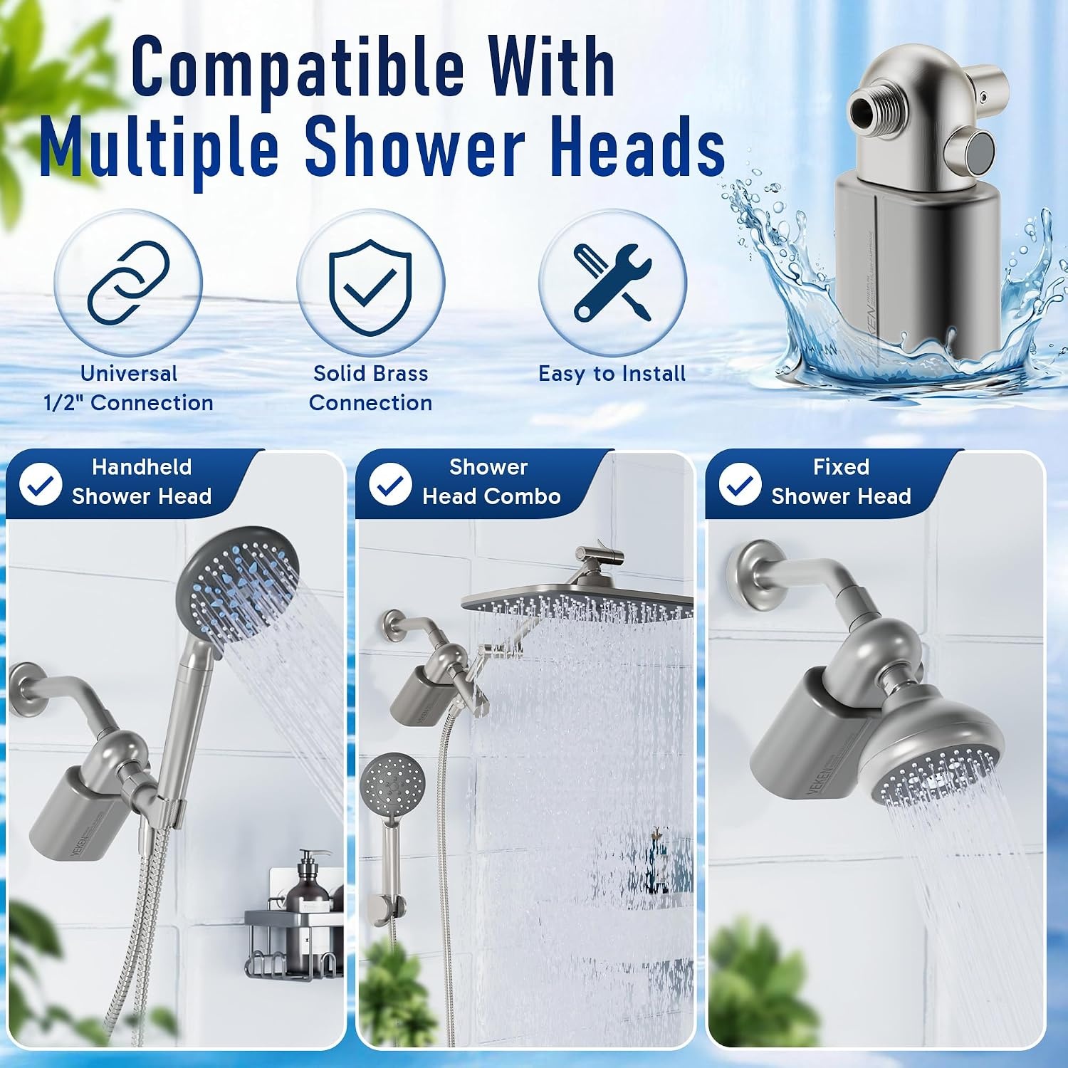 image:imageVeken Shower Filter Replacement Cartridge Easy Swap UChannel FiltrationNickel