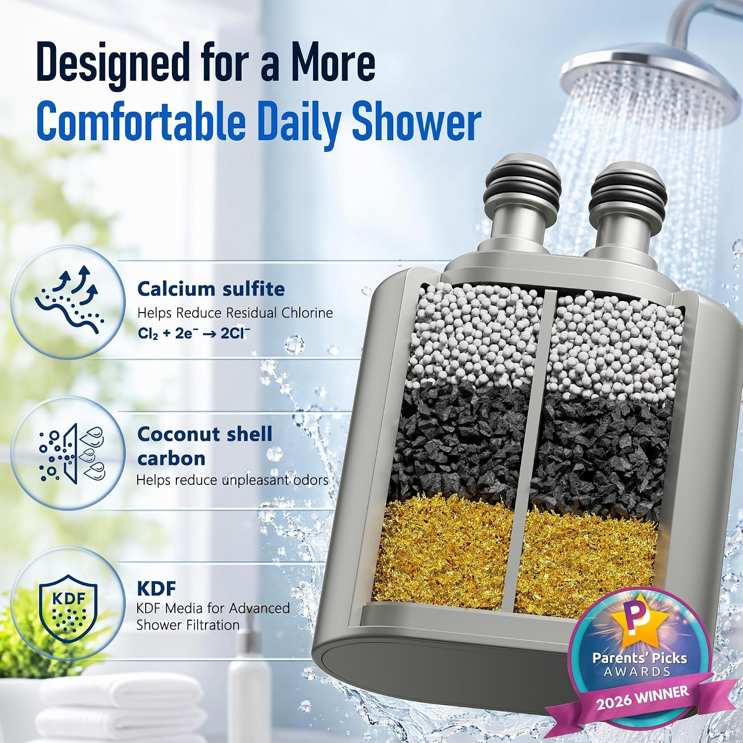 image:imageVeken Shower Filter Replacement Cartridge Easy Swap UChannel FiltrationNickel