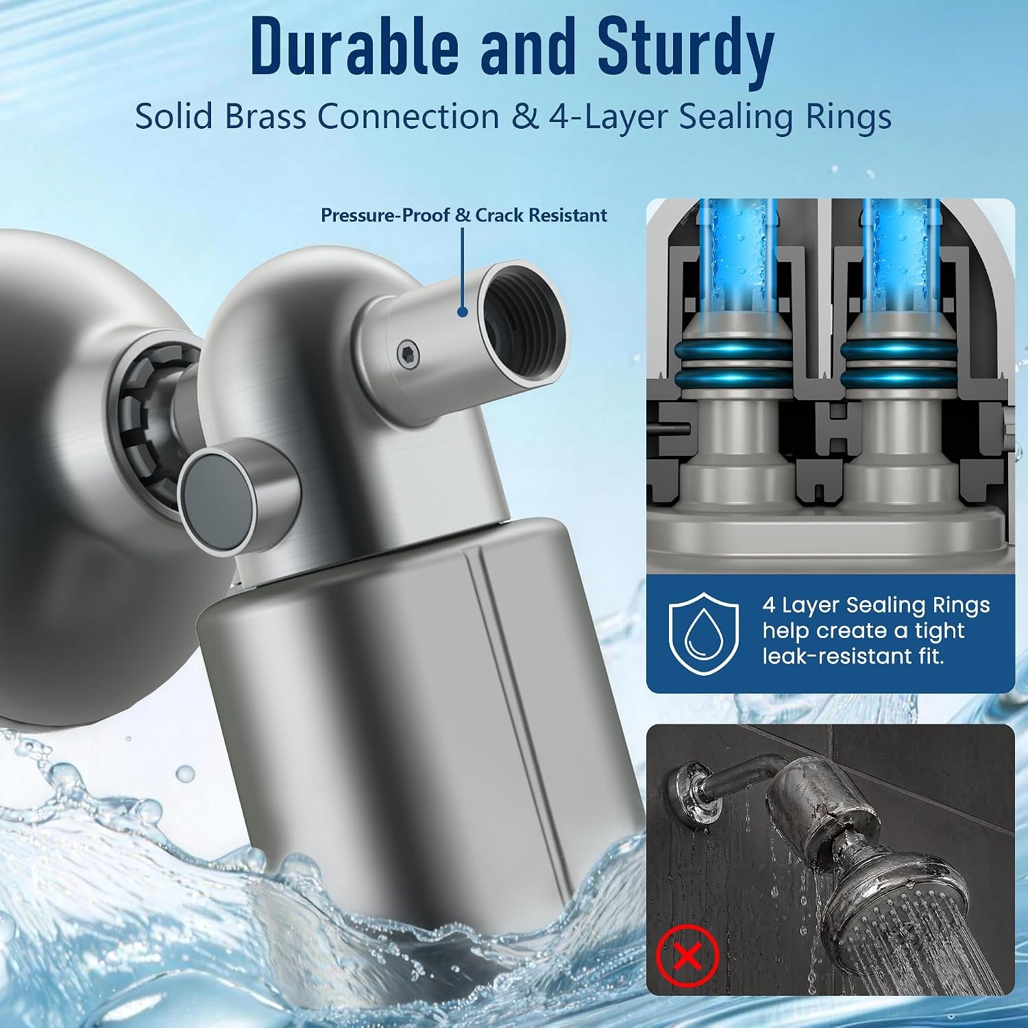 image:imageVeken Shower Filter Replacement Cartridge Easy Swap UChannel FiltrationNickel