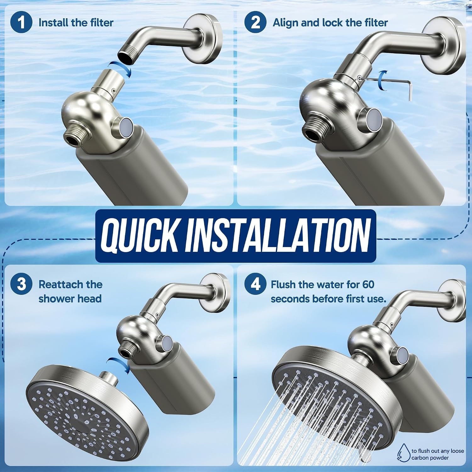 image:imageVeken Shower Filter Replacement Cartridge Easy Swap UChannel FiltrationNickel