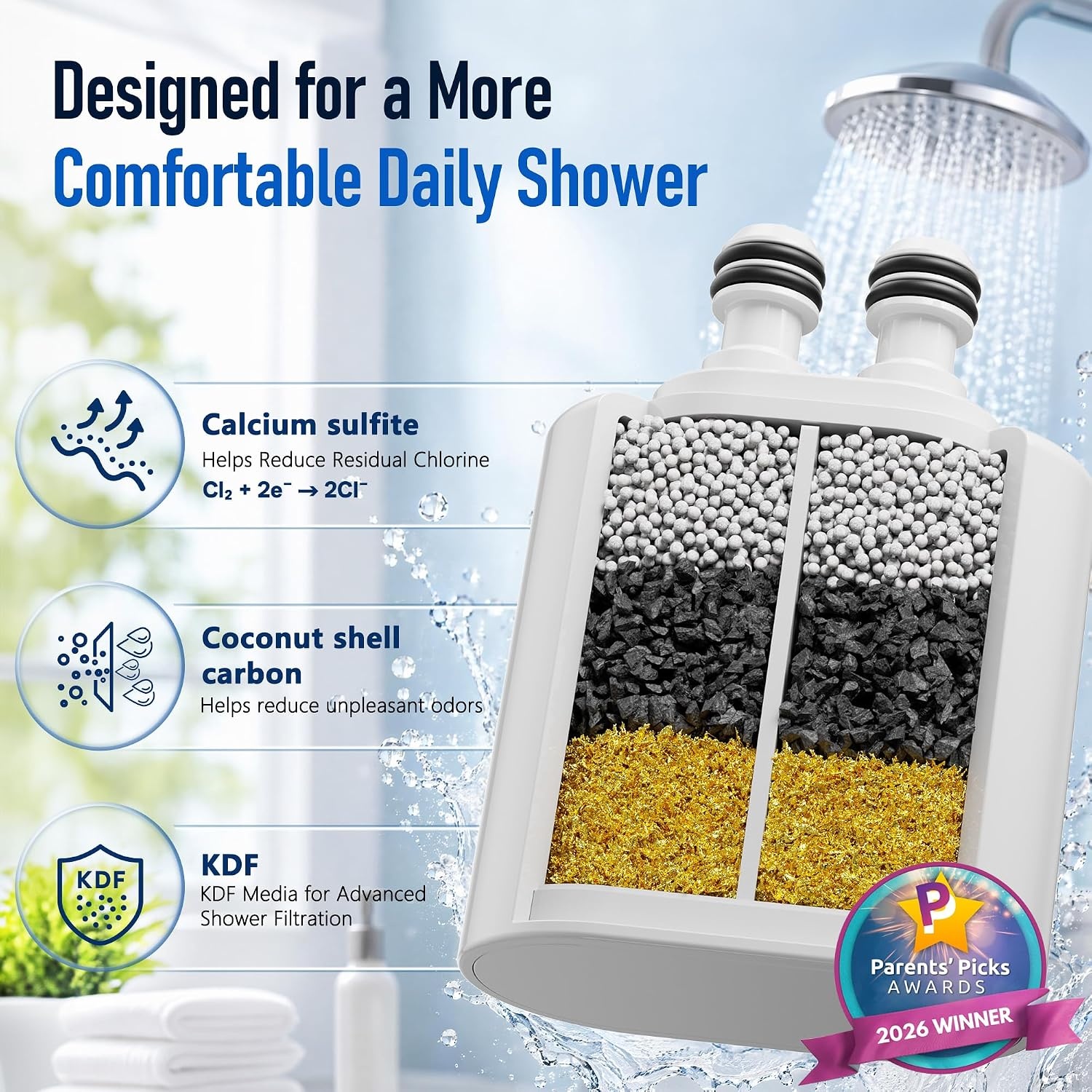 image:imageVeken Shower Filter Replacement Cartridge Easy Swap UChannel FiltrationWhite