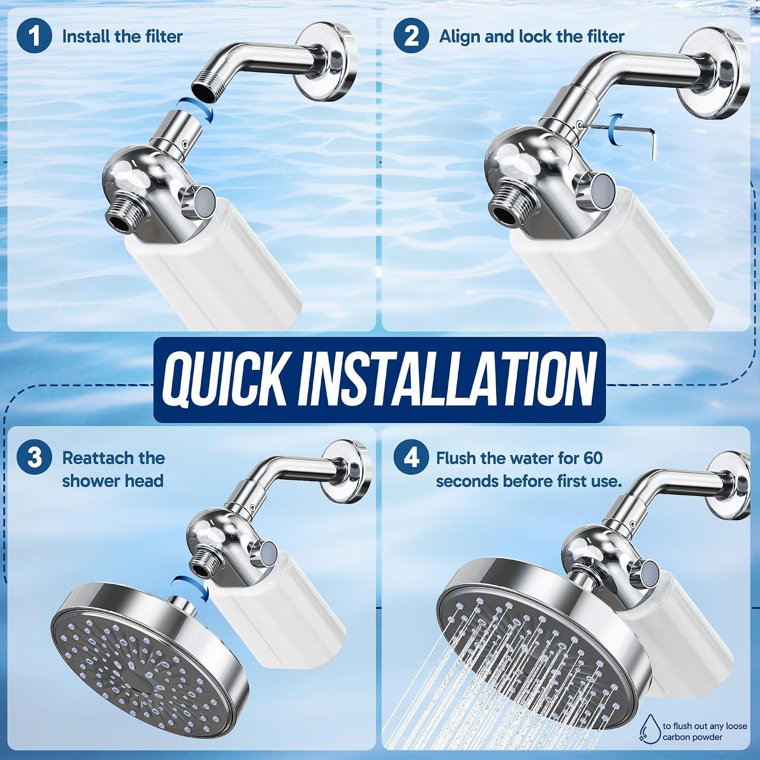 image:imageVeken Shower Filter Replacement Cartridge Easy Swap UChannel FiltrationWhite