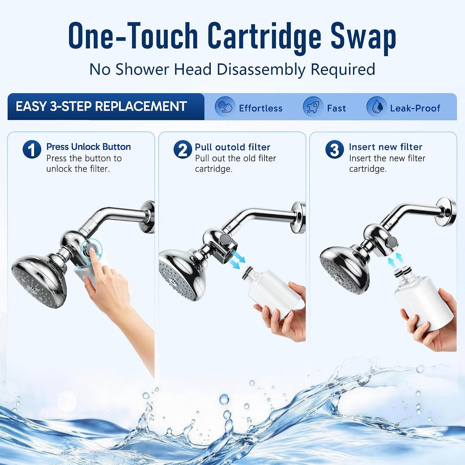 image:imageVeken Shower Filter Replacement Cartridge Easy Swap UChannel FiltrationWhite