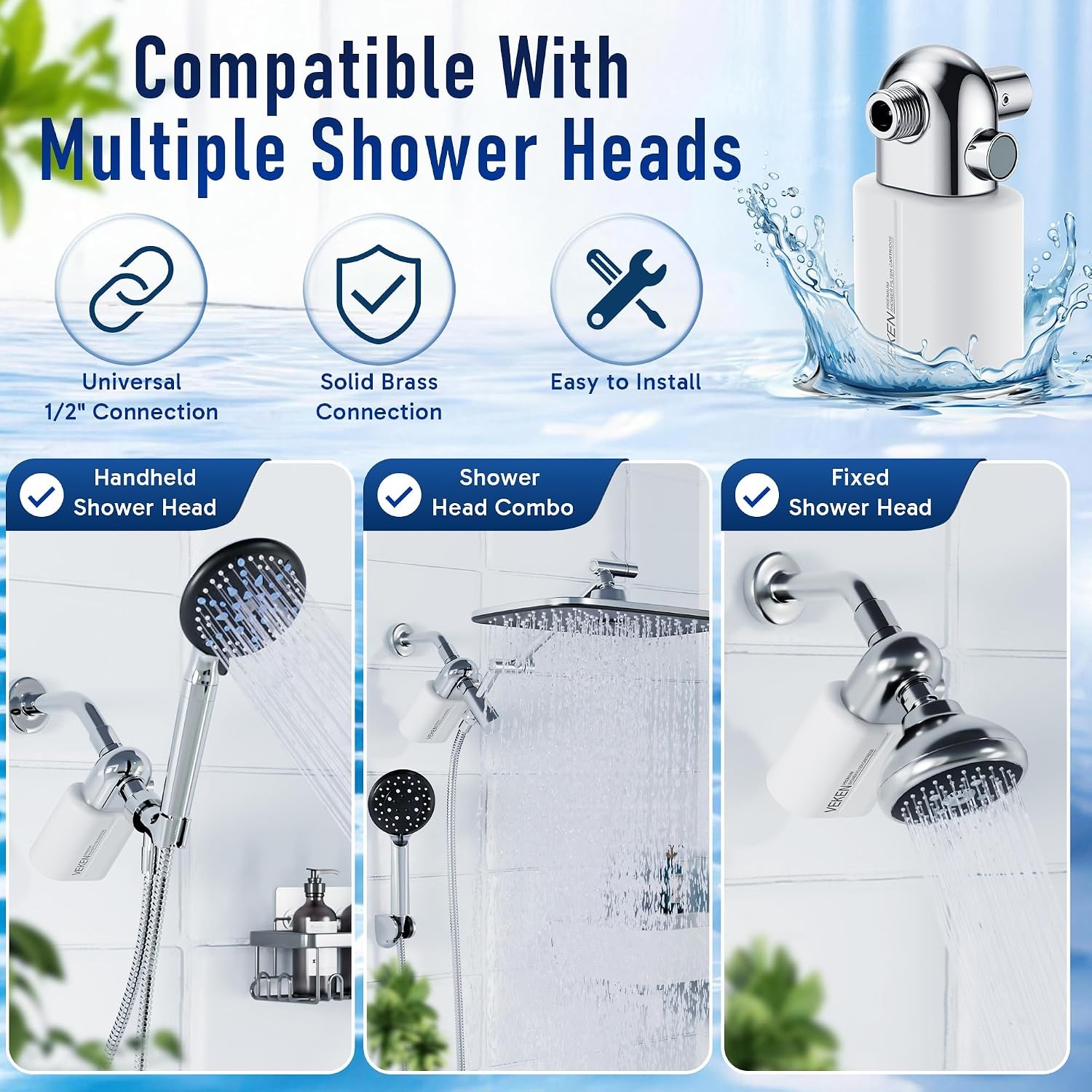 image:imageVeken Shower Filter Replacement Cartridge Easy Swap UChannel FiltrationWhite