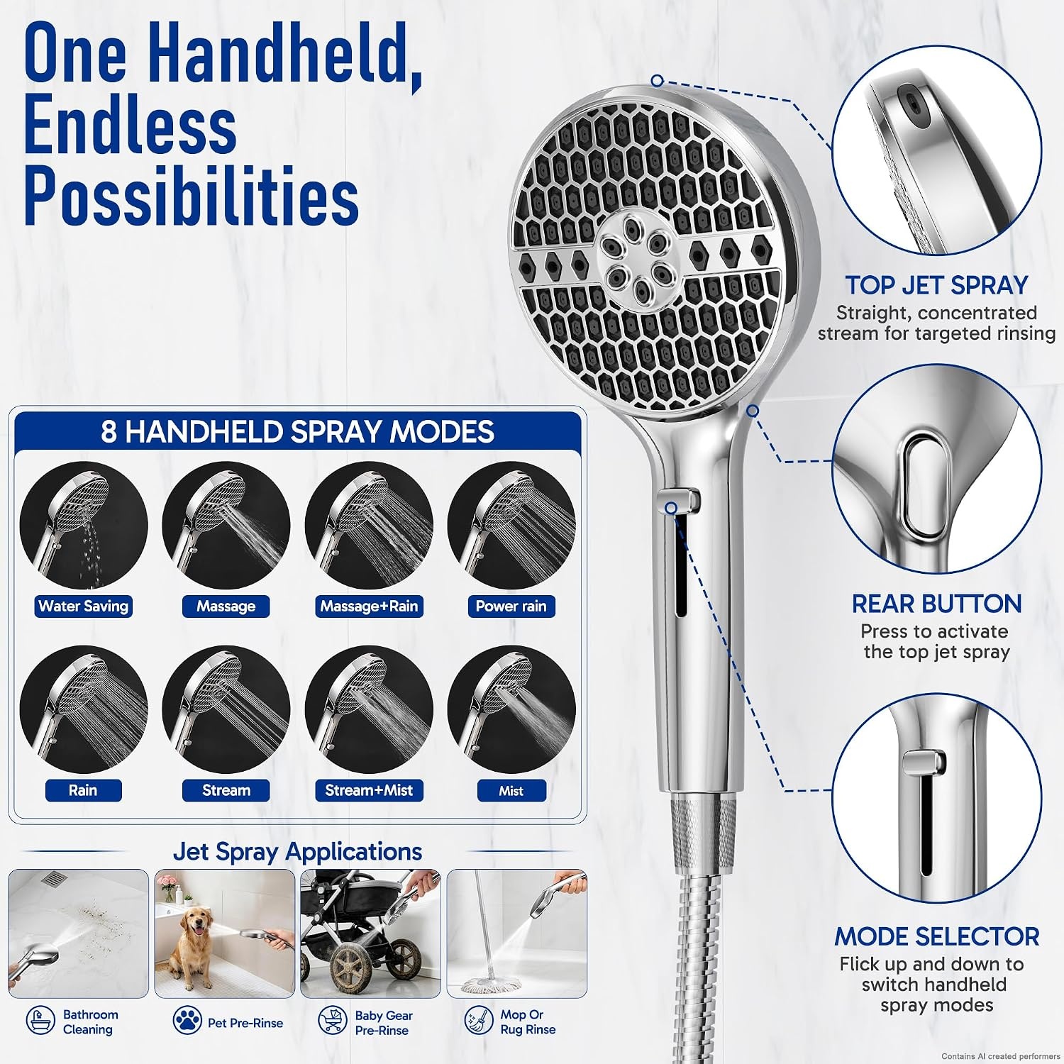 image:imageVeken Filtered Shower Head with Handheld Chorme 1 Extra Replacement Filter Cartridge