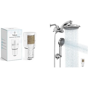 Veken Filtered Shower Head with Handheld Chorme, 1 Extra Replacement Filter Cartridge
