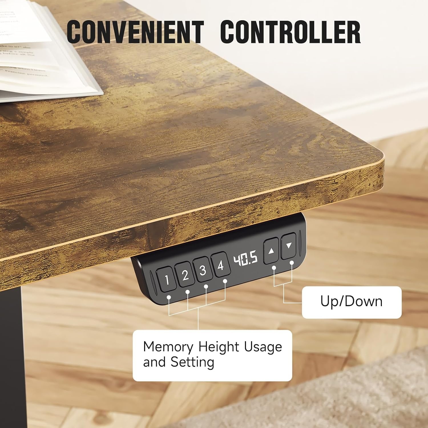 image:imageVeken Standing Desk with Side Storage Pocket Electric Height Adjustable Sit Stand Table Ergonomic Office Computer Desks for Workstation Home Study Writing Gaming 472 InchBrown