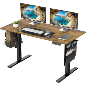 Veken Standing Desk with Side Storage Pocket, Electric Height Adjustable Sit Stand Table, Ergonomic Office Computer Desks for Workstation, Home, Study, Writing, Gaming, 47.2 Inch,Brown
