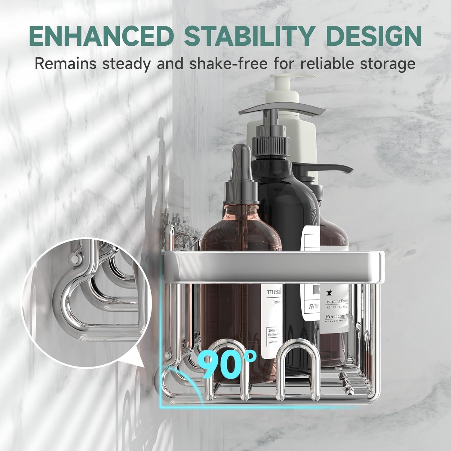 image:imageVeken Shower Caddy 6Pack Bathroom Organizers and Storage Shelves Sliver
