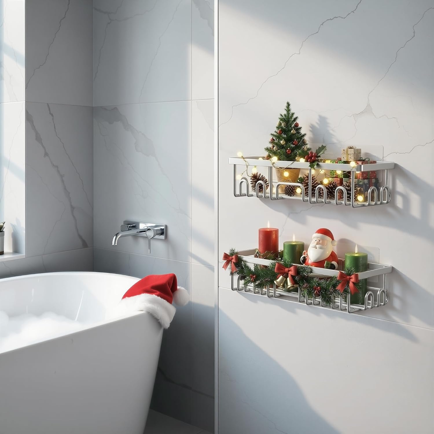 image:imageVeken Shower Caddy 6Pack Bathroom Organizers and Storage Shelves Sliver