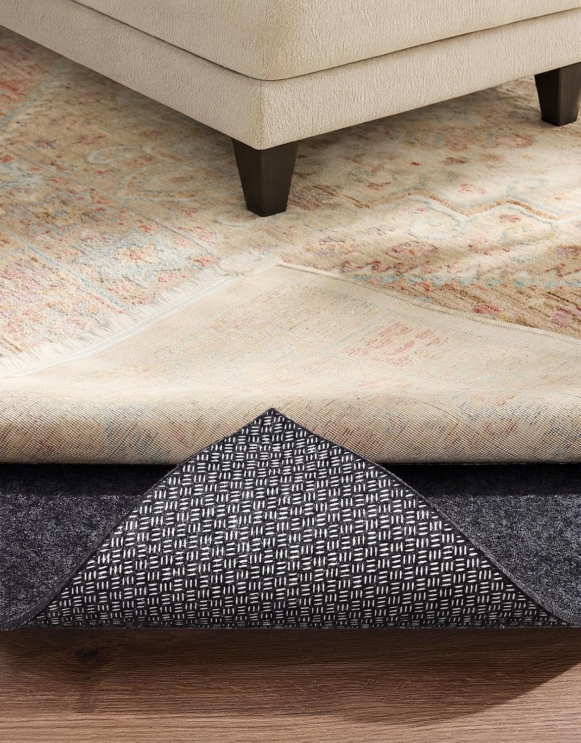 image:imageVeken Non Slip Cushioned Rug Pad Gripper Felt and Silicone Backing 10 x 14 Ft 14 inch Thick Carpet Liner Protector Mat for Area Rugs and Hardwood Floors with Over 99 Pcs AntiSlip Strips Pattern5 x 7 Rectangular