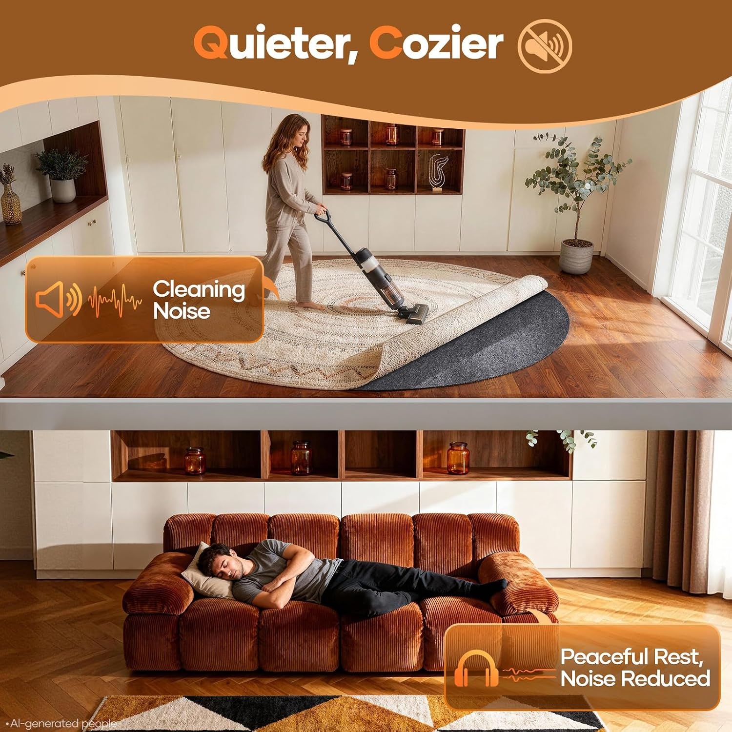 image:imageVeken Non Slip Cushioned Rug Pad Gripper Felt and Silicone Backing 6 x 9 Ft 14 inch Thick Carpet Liner Protector Mat for Area Rugs and Hardwood Floors with Over 99 Pcs AntiSlip Strips Pattern8Round