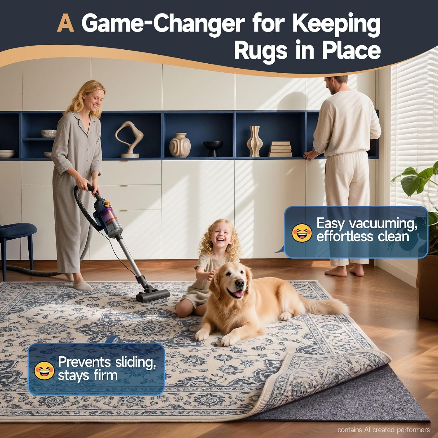 image:imageVeken Non Slip Cushioned Rug Pad Gripper Maze Textured AntiSlip Silicone Backing and Felt 8x10 Ft 14 Thick Carpet Liner Protector Mat for Area Rugs and Hardwood Floor Keep Rug Safe and in Place8 x 10 Rectangular