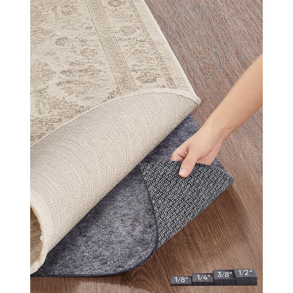 image:imageVeken Non Slip Cushioned Rug Pad Gripper Felt and Silicone Backing 6 x 9 Ft 14 inch Thick Carpet Liner Protector Mat for Area Rugs and Hardwood Floors with Over 99 Pcs AntiSlip Strips Pattern2 x 3 Rectangular